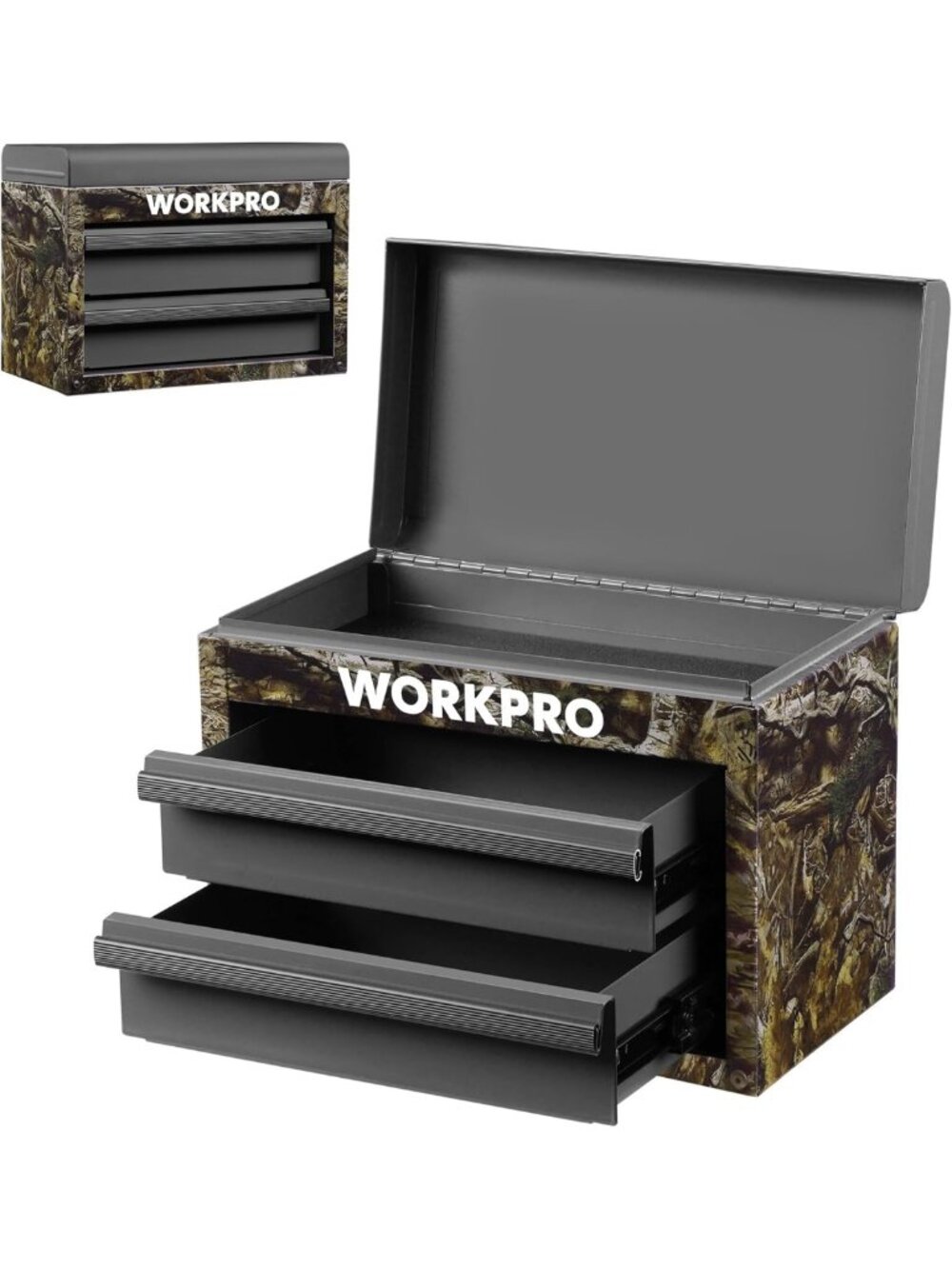 Durable Metal Mini Tool Box with 2 Drawers & Top Storage | Cold Rolled Steel